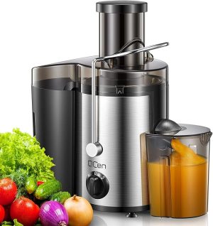 QCen 500W Centrifugal Juicer with Wide Mouth – Dual Speed, Black