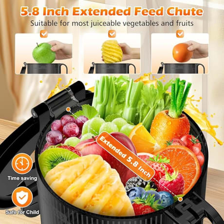 400W Cold Press Juicer with Wide Feed Chute – Titanium Gray