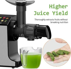 WHUTO 150W Masticating Juicer – Quiet, Touchscreen, Black